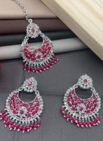 Purple Meenkari Earrings With Maang Tikka